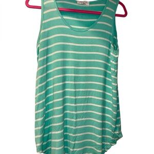 Zenana Outfitters Mint Green and White Striped Tank Top, small, euc.